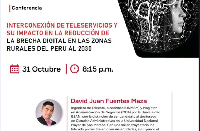 Afiche de conferencia UTP — Interconexión de teleservicios y brecha digital